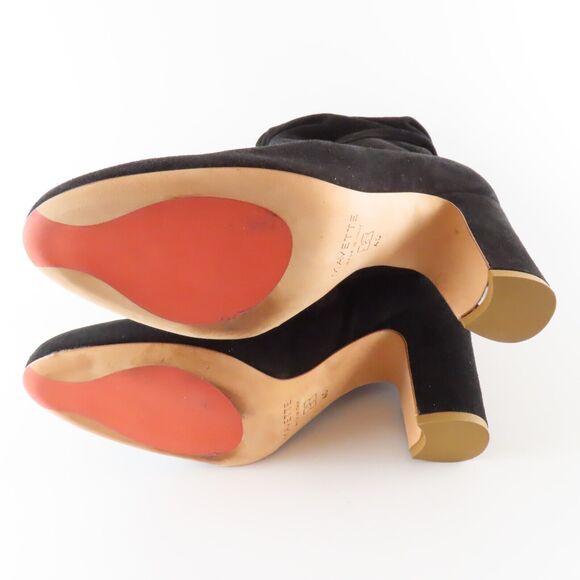 Mavette Vittoria Black Suede Slouch Boots Womens 40 US 10 Heeled Tall Boho - Picture 9 of 9